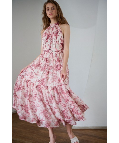 Positano Belted long Dress 2 プリントホルターネックティアードドレス 2