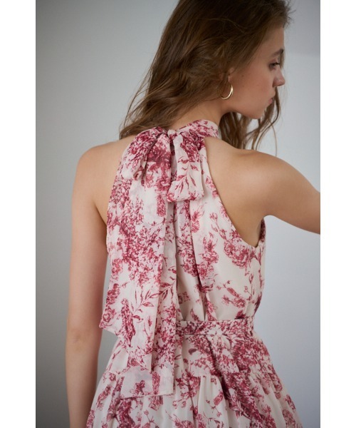 Positano Belted long Dress 2 プリントホルターネックティアードドレス 2