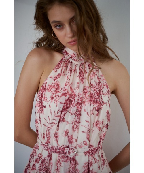 Positano Belted long Dress 2 プリントホルターネックティアードドレス 2