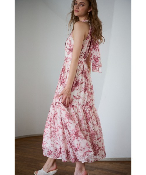 Positano Belted long Dress 2 プリントホルターネックティアードドレス 2