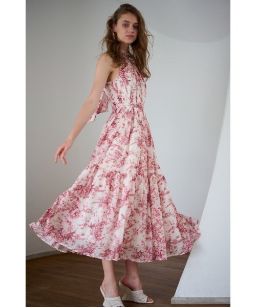 Positano Belted long Dress 2 プリントホルターネックティアードドレス 2