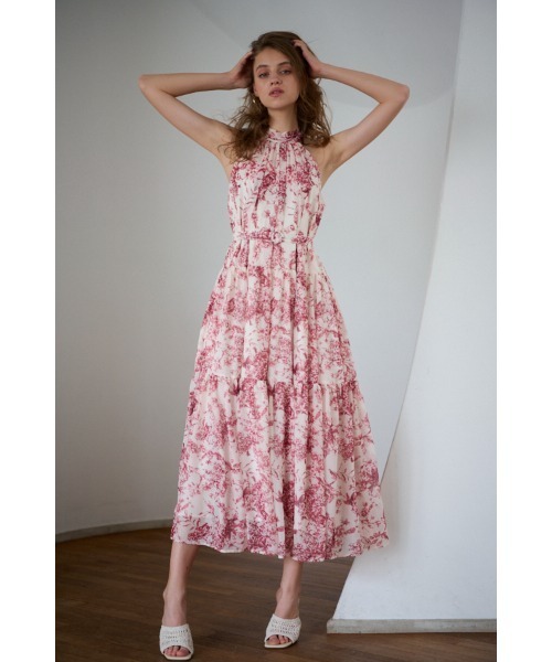 Positano Belted long Dress 2 プリントホルターネックティアードドレス 2