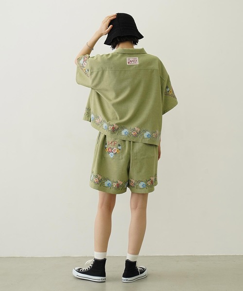 MILKFED.（ミルクフェド）の「CROSS STITCH STYLE SHIRT（シャツ/ブラウス・レディース・ライトグリーン/ネイビー/オフホワイト・ONE SIZE）」の11枚目の写真