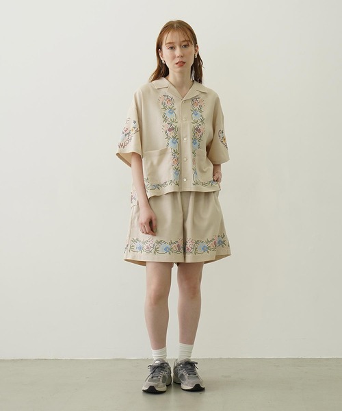 MILKFED.（ミルクフェド）の「CROSS STITCH STYLE SHIRT（シャツ/ブラウス・レディース・ライトグリーン/ネイビー/オフホワイト・ONE SIZE）」の16枚目の写真