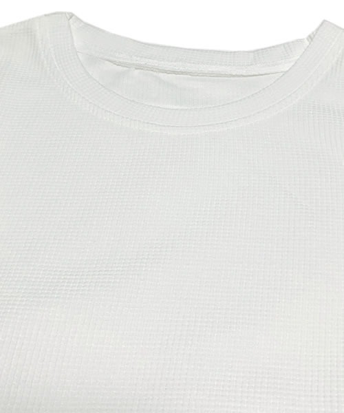 Pittok(ピットク)の「ラウンドネックワッフル生地プルオーバー(Tシャツ/カットソー・レディース・ホワイト/カーキ・MEDIUM)」の12枚目の写真