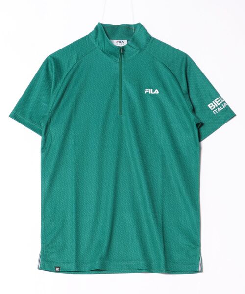 FILA GOLF(フィラゴルフ )の「【FILA GOLF/フィラゴルフ】ハーフジップ半袖シャツ ゴルフ 接触冷感 遮熱性 おしゃれなギフトに最適!(シャツ/ブラウス・メンズ・ブラック/ホワイト/ダークグリーン・MEDIUM/LARGE/X-LARGE/XX-LARGE)」の3枚目の写真