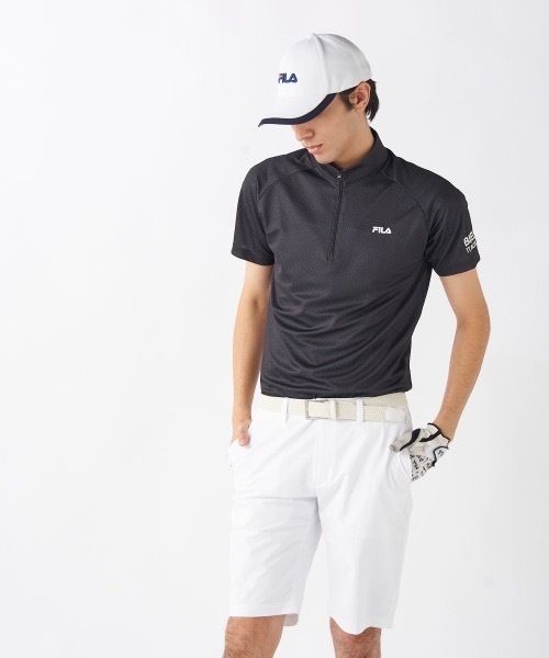 FILA GOLF(フィラゴルフ )の「【FILA GOLF/フィラゴルフ】ハーフジップ半袖シャツ ゴルフ 接触冷感 遮熱性 おしゃれなギフトに最適!(シャツ/ブラウス・メンズ・ブラック/ホワイト/ダークグリーン・MEDIUM/LARGE/X-LARGE/XX-LARGE)」の6枚目の写真