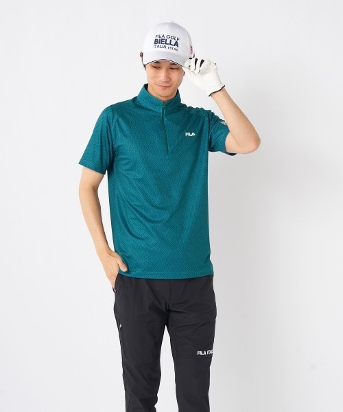 FILA GOLF(フィラゴルフ )の「【FILA GOLF/フィラゴルフ】ハーフジップ半袖シャツ ゴルフ 接触冷感 遮熱性 おしゃれなギフトに最適!(シャツ/ブラウス・メンズ・ブラック/ホワイト/ダークグリーン・MEDIUM/LARGE/X-LARGE/XX-LARGE)」の16枚目の写真