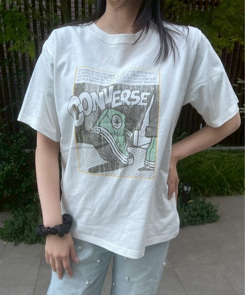CONVERSE(コンバース)の「【CONVERSE/コンバース】Youtuber/モデル 星野夢奈着用 天竺 VINTEGE/ヴィンテージ風 クルーネック半袖Tシャツ(Tシャツ/カットソー・レディース・ホワイト系1/グレー系1/ブラック系1/ホワイト系2/グレー系2/ブラック系2・M/L)」の3枚目の写真
