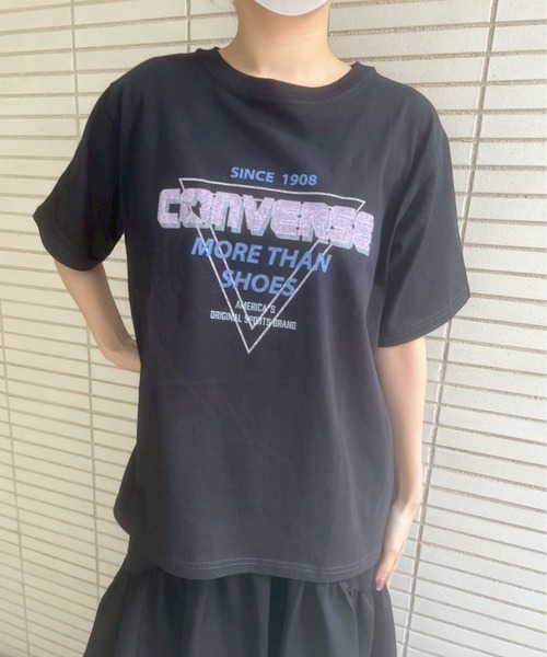 CONVERSE(コンバース)の「【CONVERSE/コンバース】Youtuber/モデル 星野夢奈着用 天竺 VINTEGE/ヴィンテージ風 クルーネック半袖Tシャツ(Tシャツ/カットソー・レディース・ホワイト系1/グレー系1/ブラック系1/ホワイト系2/グレー系2/ブラック系2・M/L)」の4枚目の写真