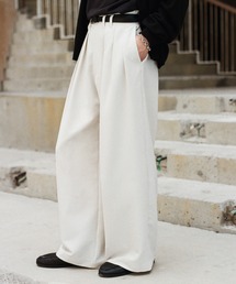 WYM LIDNM(EB oC h)SLIGHT FLARE DOUBLE CLOTH BAGGY SLACKS(XbNX)