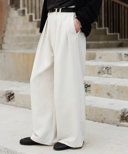 スーツ SLIGHT FLARE DOUBLE CLOTH BAGGY SLACKS SLIGHT FLARE DOUBLE CLOTH BAGGY SLACKS（スラックス）｜WYM