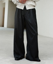 WYM LIDNM(EB oC h)SLIGHT FLARE DOUBLE CLOTH BAGGY SLACKS(XbNX)