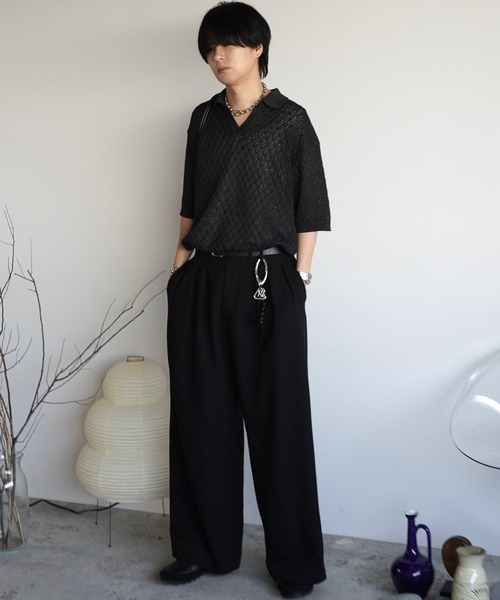 スーツ SLIGHT FLARE DOUBLE CLOTH BAGGY SLACKS SLIGHT FLARE DOUBLE CLOTH BAGGY SLACKS（スラックス）｜WYM