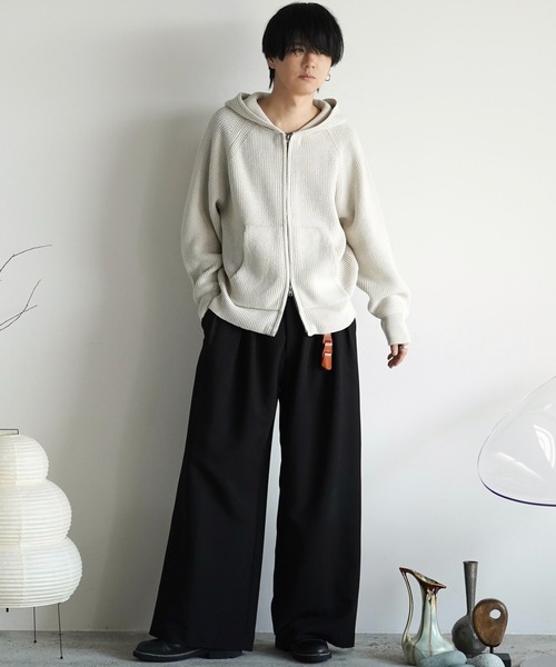 SLIGHT FLARE DOUBLE CLOTH BAGGY SLACKS（スラックス）｜WYM LIDNM