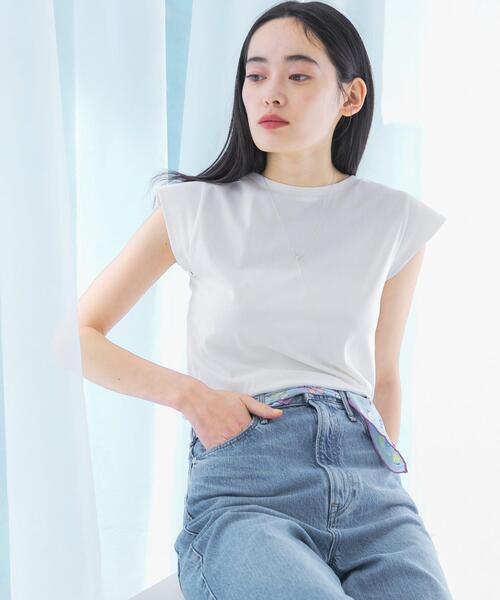 URBAN RESEARCH ROSSO WOMEN（アーバンリサーチ　ロッソ）の「クールタッチスーピマコットンフレンチTシャツ（Tシャツ/カットソー・レディース・オフホワイト/ピンク/ミント/ネイビー・FREE）」の11枚目の写真