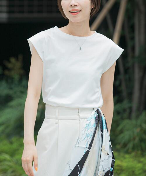 URBAN RESEARCH ROSSO WOMEN（アーバンリサーチ　ロッソ）の「クールタッチスーピマコットンフレンチTシャツ（Tシャツ/カットソー・レディース・オフホワイト/ピンク/ミント/ネイビー・FREE）」の14枚目の写真