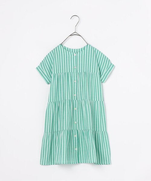 p.premier（ピードットプルミエ）の「【ジュニア対応】ストライプ前後２WAYティアードシャツワンピース（シャツワンピース・キッズ・ブラウン/グリーン/レッド/ミント/パープル/イエロー・80/90/100/110/120/130/140）」の3枚目の写真