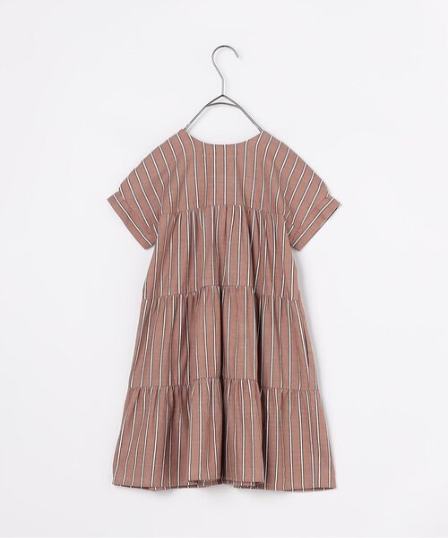 p.premier（ピードットプルミエ）の「【ジュニア対応】ストライプ前後２WAYティアードシャツワンピース（シャツワンピース・キッズ・ブラウン/グリーン/レッド/ミント/パープル/イエロー・80/90/100/110/120/130/140）」の16枚目の写真
