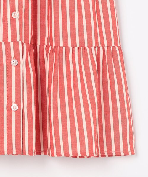 p.premier（ピードットプルミエ）の「【ジュニア対応】ストライプ前後２WAYティアードシャツワンピース（シャツワンピース・キッズ・ブラウン/グリーン/レッド/ミント/パープル/イエロー・80/90/100/110/120/130/140）」の15枚目の写真