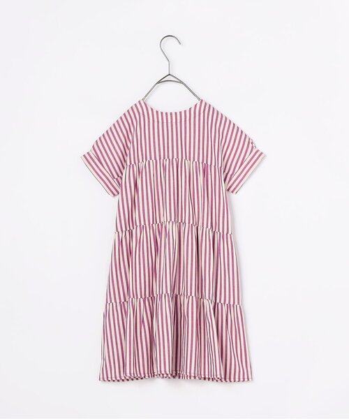 p.premier（ピードットプルミエ）の「【ジュニア対応】ストライプ前後２WAYティアードシャツワンピース（シャツワンピース・キッズ・ブラウン/グリーン/レッド/ミント/パープル/イエロー・80/90/100/110/120/130/140）」の12枚目の写真