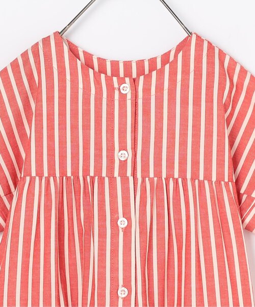 p.premier（ピードットプルミエ）の「【ジュニア対応】ストライプ前後２WAYティアードシャツワンピース（シャツワンピース・キッズ・ブラウン/グリーン/レッド/ミント/パープル/イエロー・80/90/100/110/120/130/140）」の9枚目の写真