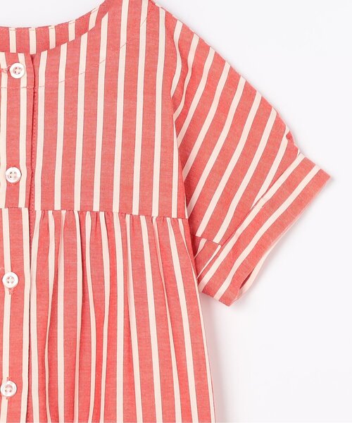 p.premier（ピードットプルミエ）の「【ジュニア対応】ストライプ前後２WAYティアードシャツワンピース（シャツワンピース・キッズ・ブラウン/グリーン/レッド/ミント/パープル/イエロー・80/90/100/110/120/130/140）」の8枚目の写真