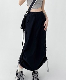 Teem Store | サイドシャーリングナイロンロングカーゴスカート(スカート)