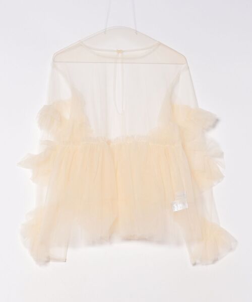 My shawty（ﾏｲｼｬｳﾃｨｰ）の「frill tule top（ドレス・レディース・ネイビー/ブラック/アイボリー/グリーン/ベージュ/ピンク・FREE）」の18枚目の写真