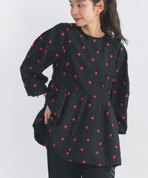 PICCIN PERLA（ピッチンペルラ）の「ハート刺繍袖リボンペプラムブラウス（シャツ/ブラウス）」