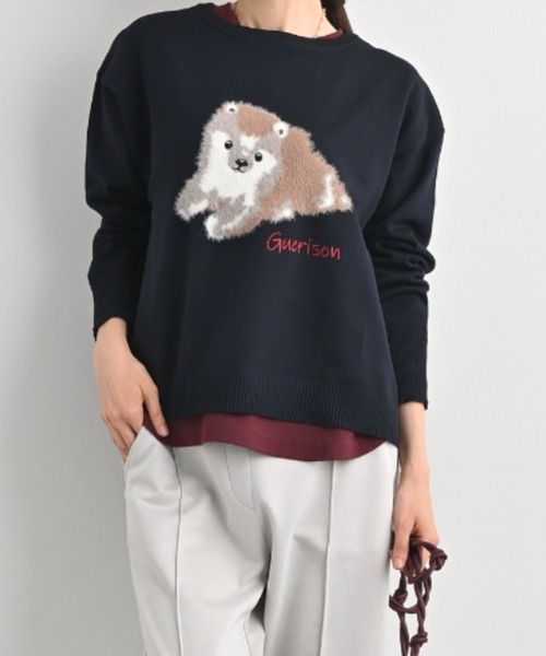 aunt lily(アントリリー)の「アニマルシリーズジャガードプルオーバー(Tシャツ/カットソー・レディース・ネイビー/ピンク・L/M/LL)」の1枚目の写真