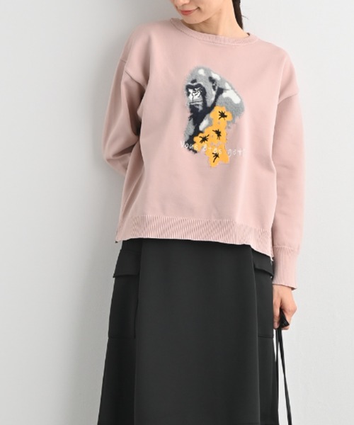 aunt lily(アントリリー)の「アニマルシリーズジャガードプルオーバー(Tシャツ/カットソー・レディース・ネイビー/ピンク・L/M/LL)」の2枚目の写真