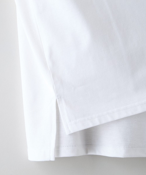 JEANS MATE（ジーンズメイト）の「【汗染みの目立ちにくいTシャツ ZEROSTAIN/ゼロステイン】ロールカフサイドスリットTシャツ 撥水・防汚加工 涼しい・透けにくい サイドスリット（Tシャツ/カットソー・レディース・スミクロ/ダークグリーン/ブラック/ホワイト/パープル・LARGE/MEDIUM）」の9枚目の写真