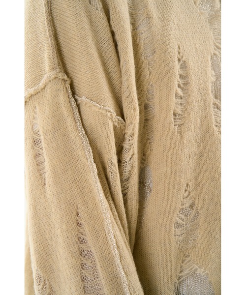 DISCOVERED（ディスカバード）の「DAMAGE OVER RAME KNIT（ニット/セーター・メンズ・グレー/ブラック/ベージュ・SMALL/LARGE）」の13枚目の写真