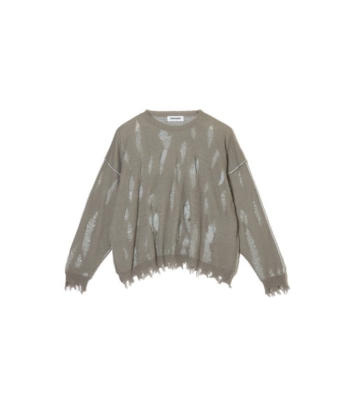 DISCOVERED（ディスカバード）の「DAMAGE OVER RAME KNIT（ニット/セーター・メンズ・グレー/ブラック/ベージュ・SMALL/LARGE）」の22枚目の写真