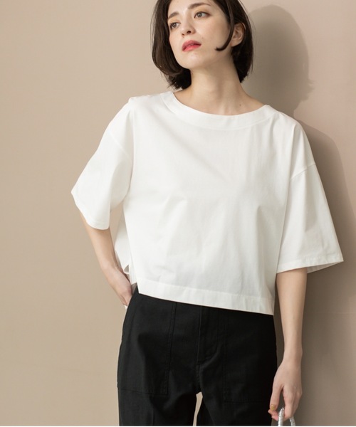 OPAQUE.CLIP(オペークドットクリップ)の「◆ボートネックショートTシャツ【洗濯機洗い可】(Tシャツ/カットソー・レディース・ホワイト/ブラック/チャコールグレー/ブルー・38/40/42)」の5枚目の写真