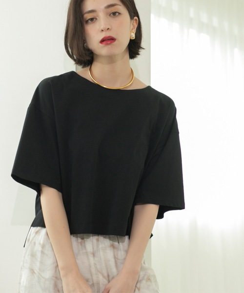 OPAQUE.CLIP(オペークドットクリップ)の「◆ボートネックショートTシャツ【洗濯機洗い可】(Tシャツ/カットソー・レディース・ホワイト/ブラック/チャコールグレー/ブルー・38/40/42)」の18枚目の写真