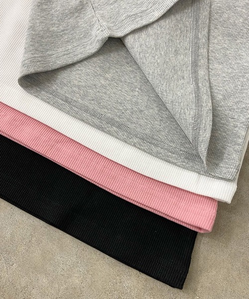 non-hedge(ノンヘッジ)の「リブハートネッククロスショート丈Tシャツ(Tシャツ/カットソー・レディース・ブラック/オフホワイト/グレー/ピンク・FREE)」の20枚目の写真