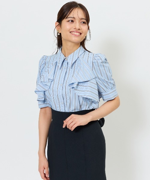 AND COUTURE(アンドクチュール)の「ビジューボタンストライプフリルブラウス(シャツ/ブラウス・レディース・グリーン系その他/ホワイト系その他/ブルー系その他/ホワイト系その他6・FREE)」の20枚目の写真