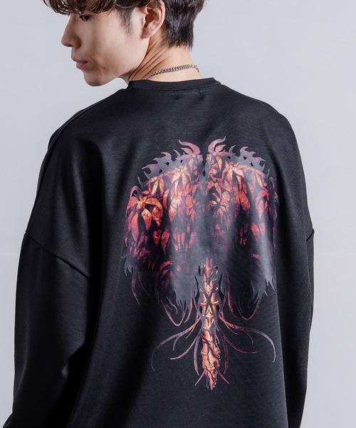 NULL(ヌル)の「プリント ポンチ ドルマン長袖Tシャツ(Tシャツ/カットソー・メンズ・ブラック系/ブラック/ホワイト系/ホワイト・LARGE/MEDIUM/SMALL)」の4枚目の写真