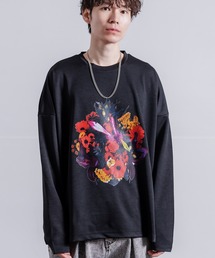 NULL | プリント ポンチ ドルマン長袖Tシャツ(Tシャツ/カットソー)