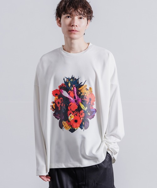 NULL(ヌル)の「プリント ポンチ ドルマン長袖Tシャツ(Tシャツ/カットソー・メンズ・ブラック系/ブラック/ホワイト系/ホワイト・LARGE/MEDIUM/SMALL)」の5枚目の写真