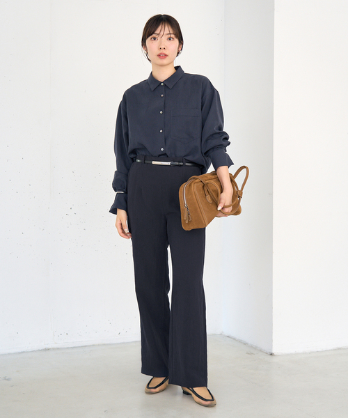 IENA(イエナ)の「フィブリルポプリンパンツ(その他パンツ・レディース・ブラウン/ネイビー・36/38)」の3枚目の写真