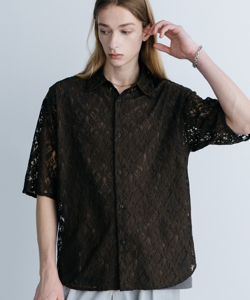 HARE(ハレ)の「ダマスクレースシャツSS(HARE)(シャツ/ブラウス・メンズ・グレー/ブラック/ブラウン/ブルー・FREE)」の3枚目の写真
