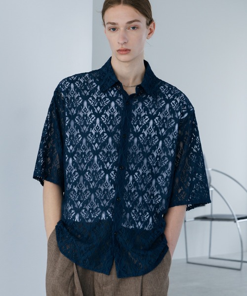 HARE(ハレ)の「ダマスクレースシャツSS(HARE)(シャツ/ブラウス・メンズ・グレー/ブラック/ブラウン/ブルー・FREE)」の4枚目の写真