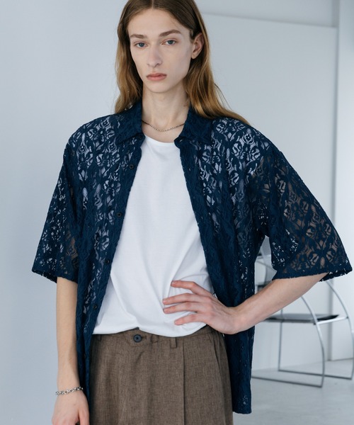 HARE(ハレ)の「ダマスクレースシャツSS(HARE)(シャツ/ブラウス・メンズ・グレー/ブラック/ブラウン/ブルー・FREE)」の21枚目の写真