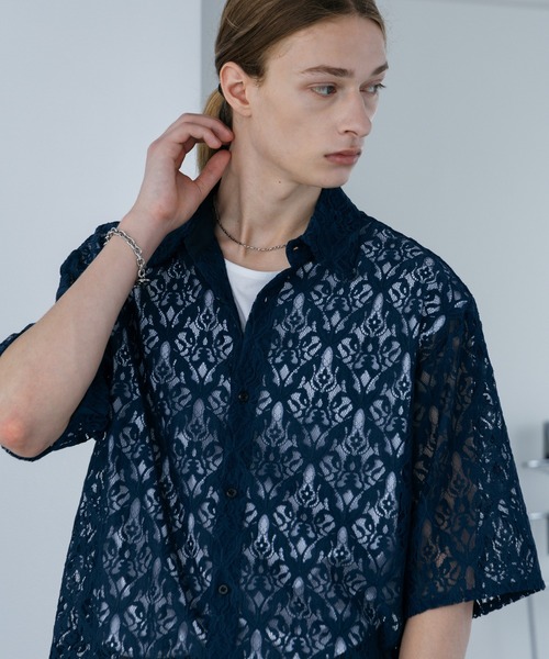 HARE(ハレ)の「ダマスクレースシャツSS(HARE)(シャツ/ブラウス・メンズ・グレー/ブラック/ブラウン/ブルー・FREE)」の22枚目の写真