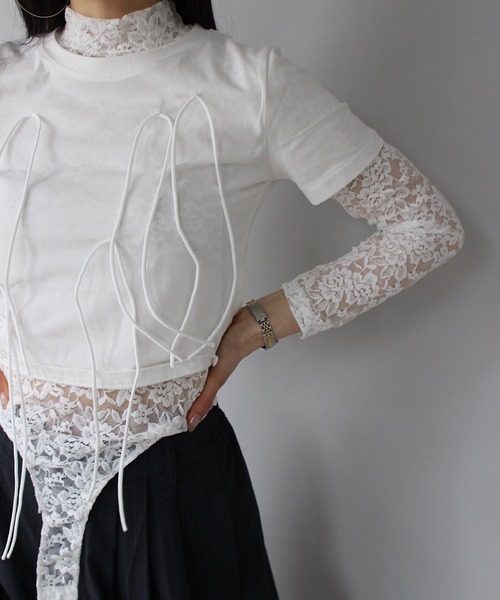 SANSeLF(サンセルフ)の「【SANSeLF】フロントリボントップス sanw25s075(その他トップス・レディース・グレー/ブラック/ホワイト・FREE)」の10枚目の写真