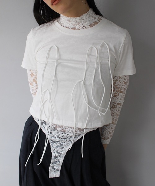 SANSeLF(サンセルフ)の「【SANSeLF】フロントリボントップス sanw25s075(その他トップス・レディース・グレー/ブラック/ホワイト・FREE)」の9枚目の写真