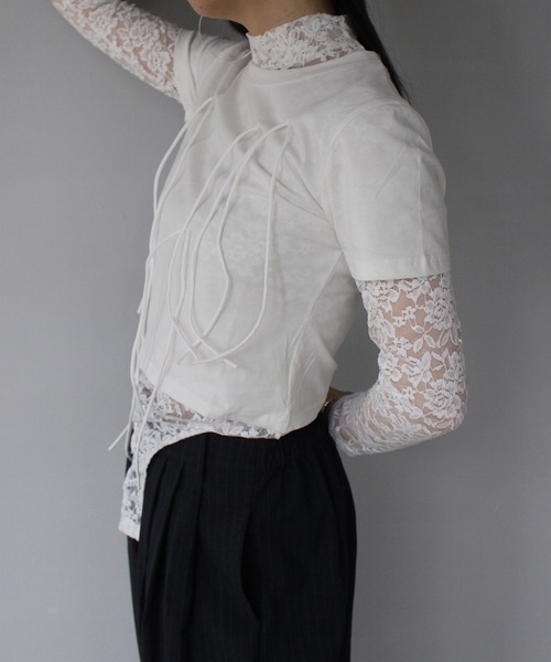 SANSeLF(サンセルフ)の「【SANSeLF】フロントリボントップス sanw25s075(その他トップス・レディース・グレー/ブラック/ホワイト・FREE)」の12枚目の写真